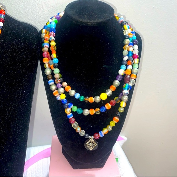 Lot Southwest Style Art Glass Bead Multicolor Necklaces - Picture 3 of 13